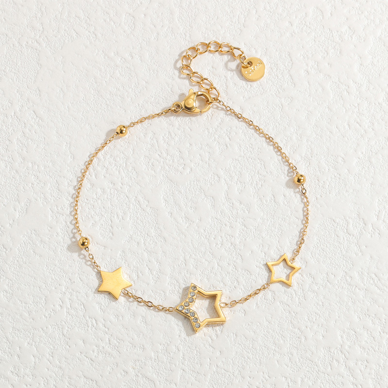 1 Piece Simple Classic Style Star Shape Stainless Steel  Gold Color Women's Charm Bracelet