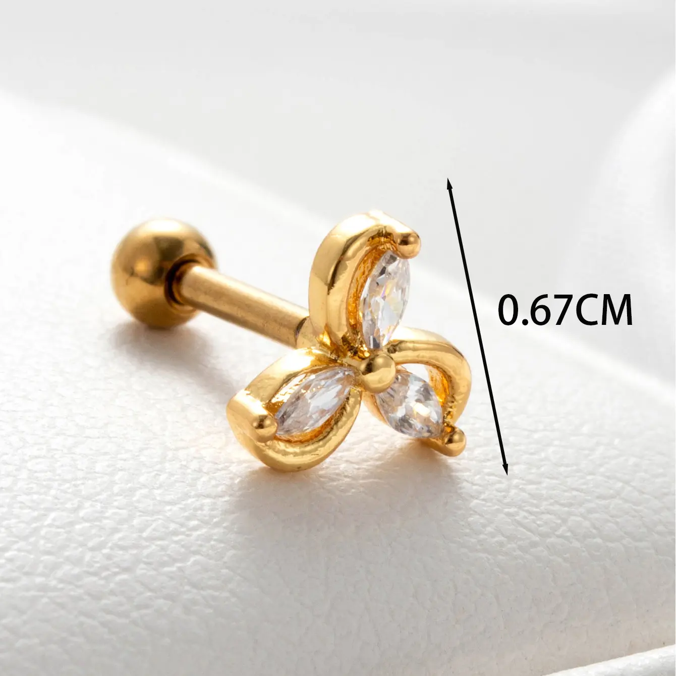 1 Piece Simple Series  Copper  Gold Color Zircon Women's Stud Earrings