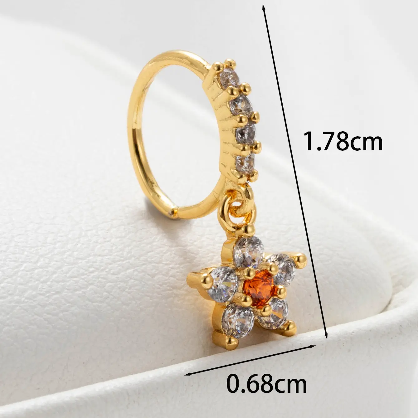 1 Piece Simple Series Classic Star Copper  Gold Color Zircon Women's Dangle Earrings 2