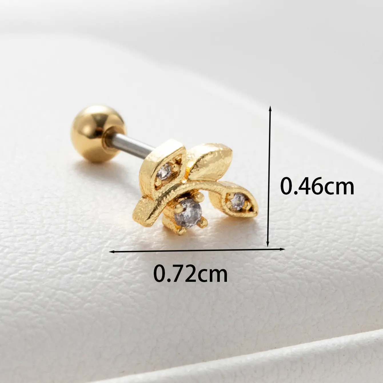 1 Piece Simple Series Classic Plant Copper  Gold Color Zircon Women's Stud Earrings