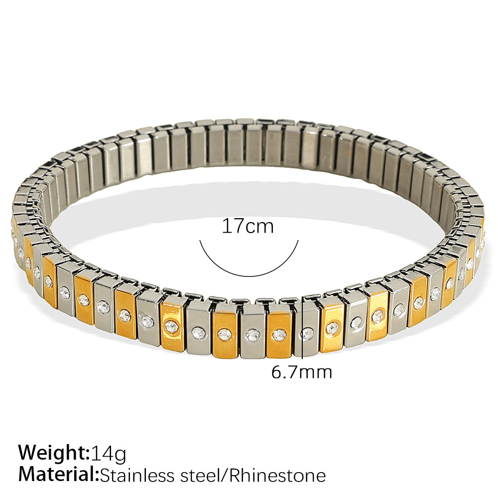 1 Piece Simple Series Punk Patchwork Stainless Steel  Gold Color Women's Chain Bracelets