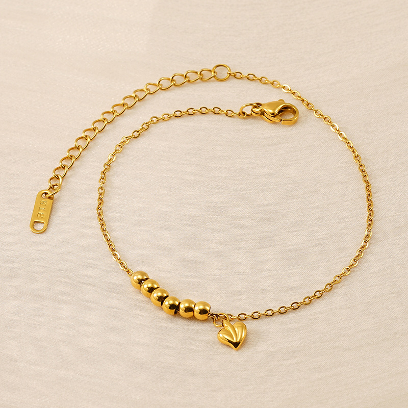 1 Piece Simple Series Classic Heart Stainless Steel  Gold Color Women's Chain Bracelets