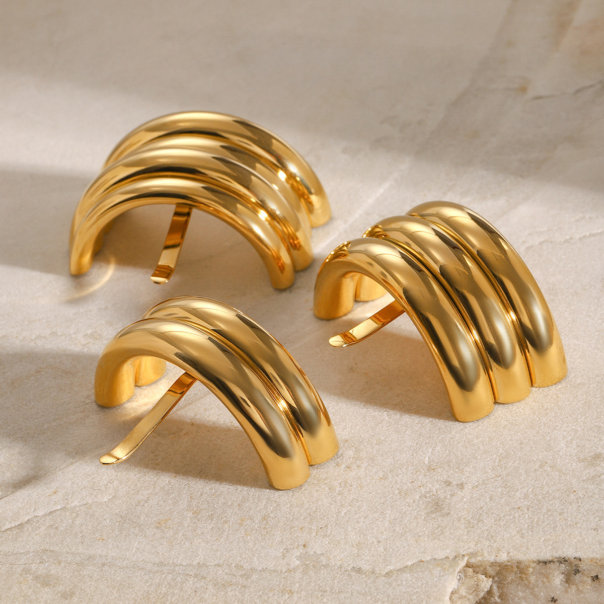 1 Piece Simple Series Simple Solid Color Stainless Steel  Gold Color Women's Hair Clips