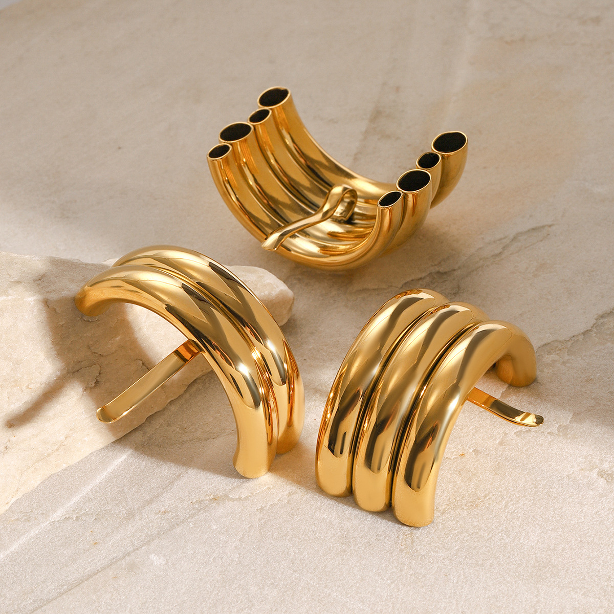 1 Piece Simple Series Simple Solid Color Stainless Steel  Gold Color Women's Hair Clips 2