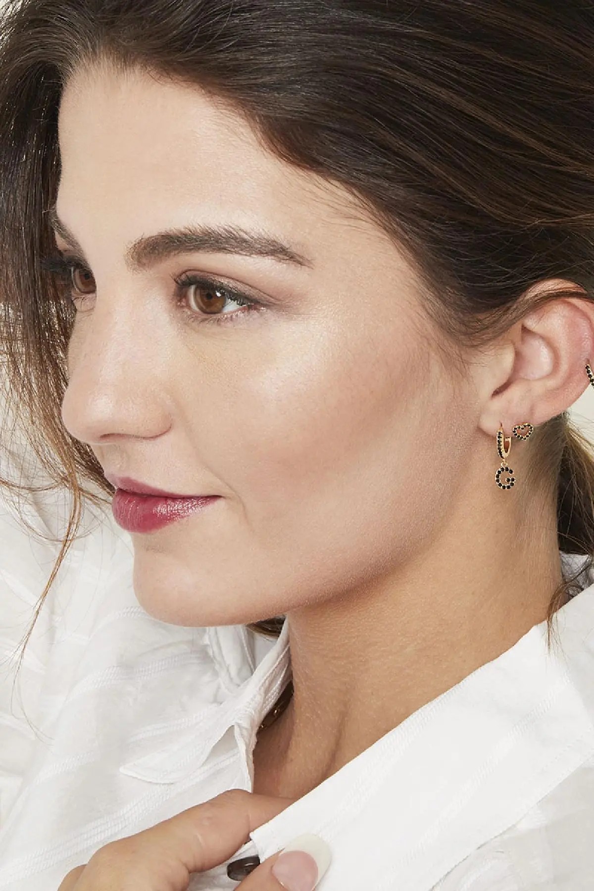 Earrings Letter E Black Copper Picture8