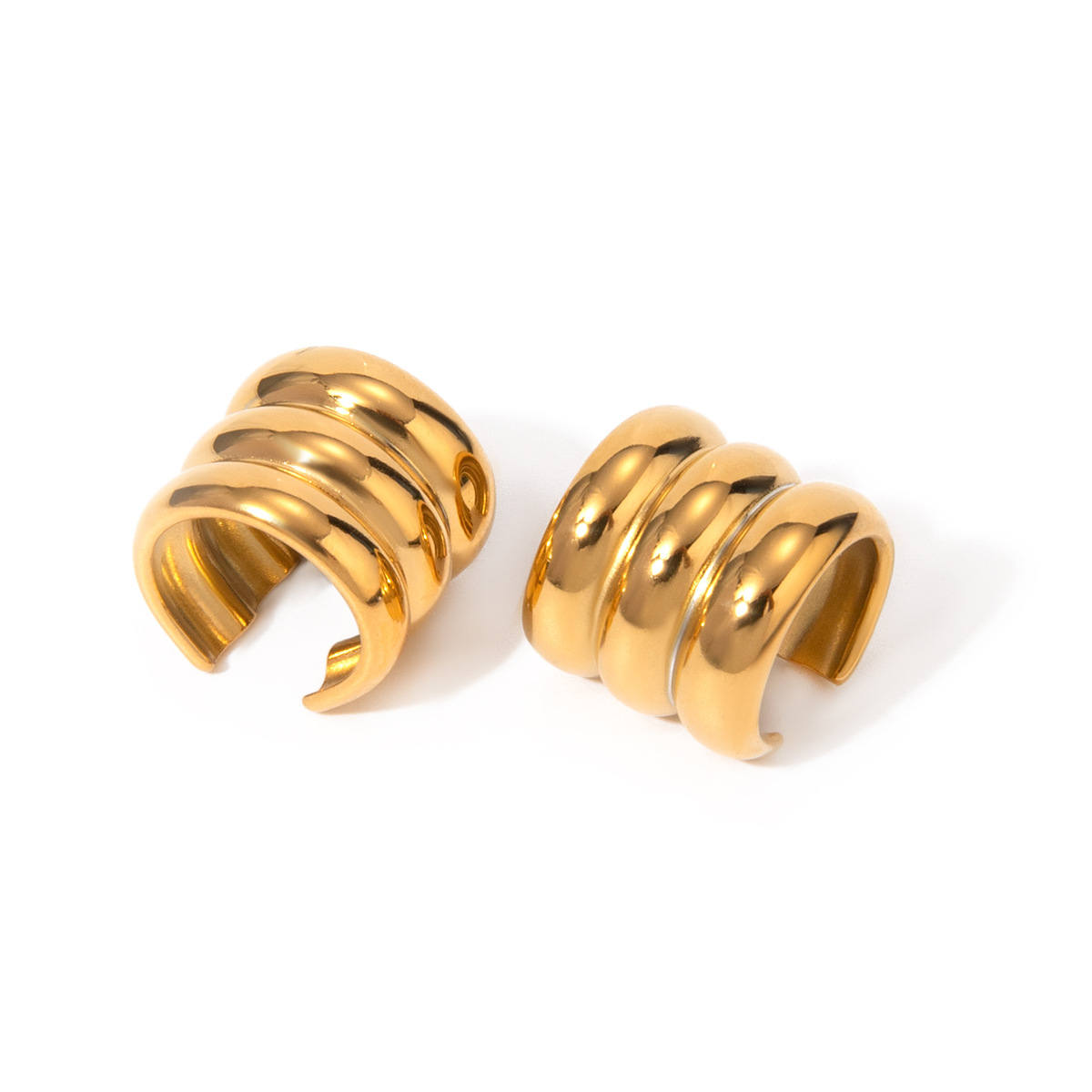 1 Pair Simple Style Geometric Stainless Steel 18K Gold Plated Women Clip Style Earrings Picture5