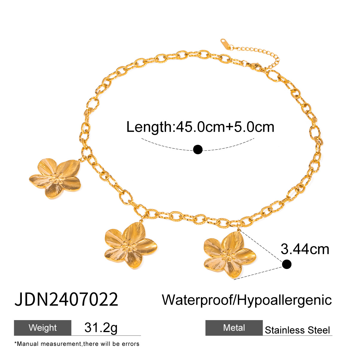 1 Piece Simple Series ins style Flower Stainless Steel 18K Gold Plated Women's Pendant necklaces h5 Picture2