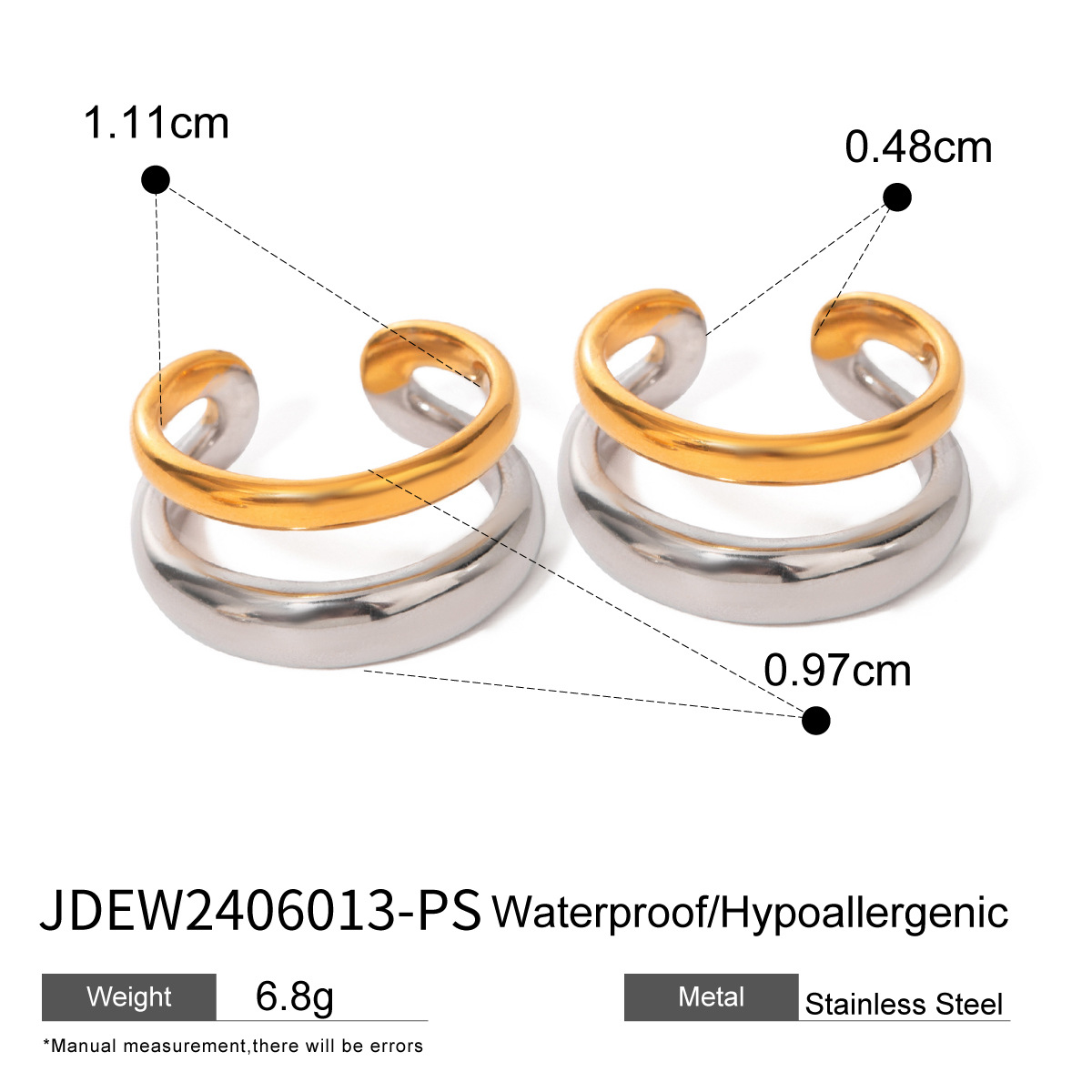 1 par de pendientes de clip para mujer de acero inoxidable chapados en oro de 18 quilates con diseño geométrico simple h5 Imagen2