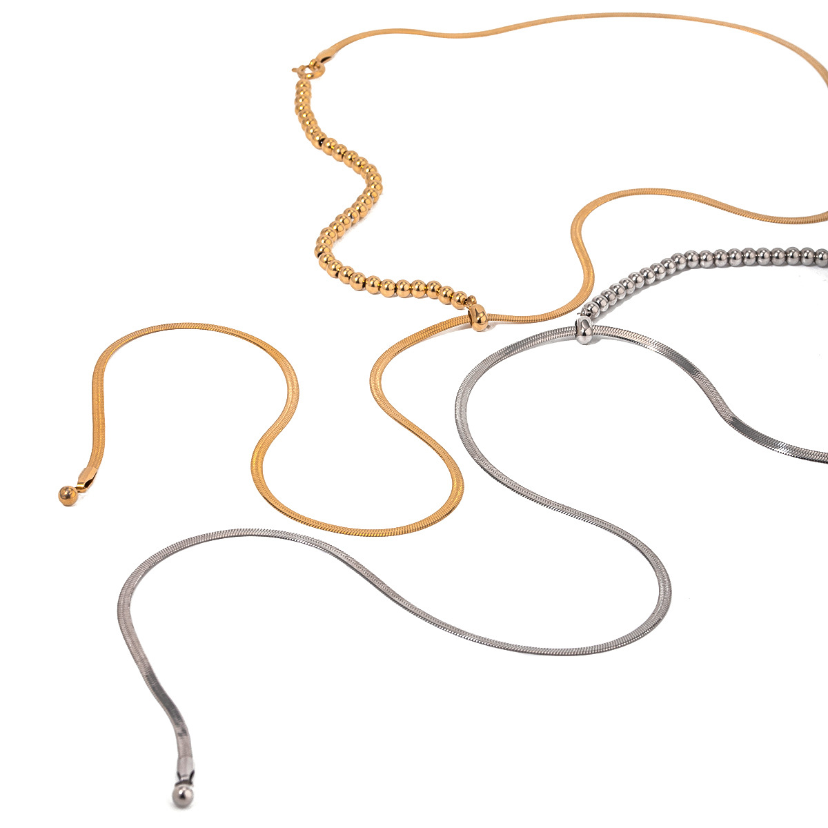 Collana con ciondolo da donna in acciaio inossidabile placcato oro 18K, punk minimalista a forma di Y, 1 pezzo h5 Immagine4