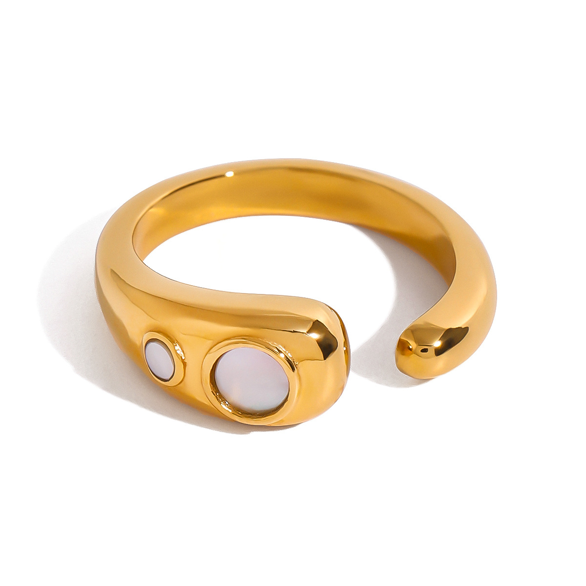 Anillos ajustables para mujer de acero inoxidable chapado en oro de 18 quilates con diseño geométrico simple de serie simple de 1 pieza h5 Imagen5