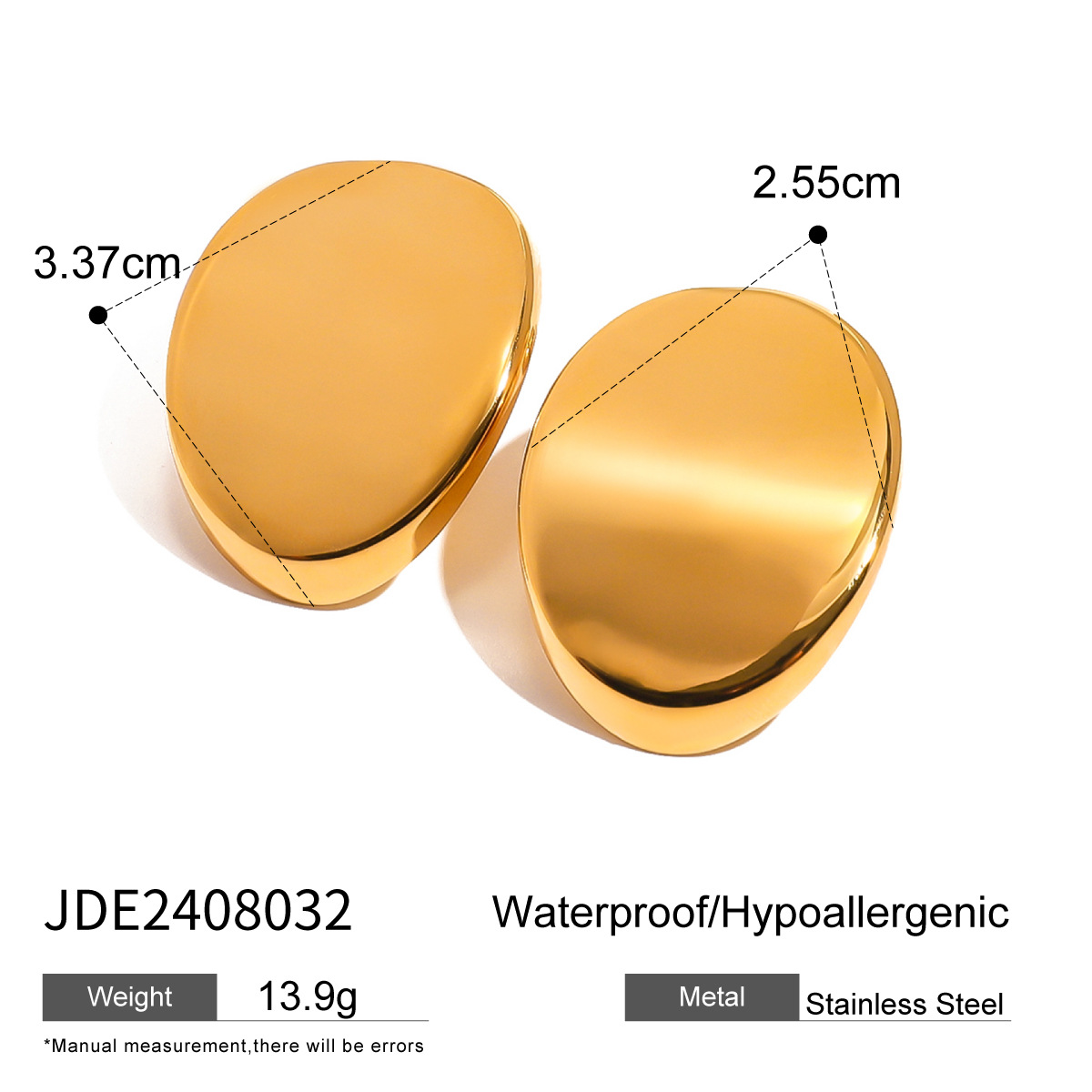 1 Pair Simple Series Simple Solid Color Stainless Steel 18K Gold Plated Women's Stud Earrings h5 Picture2