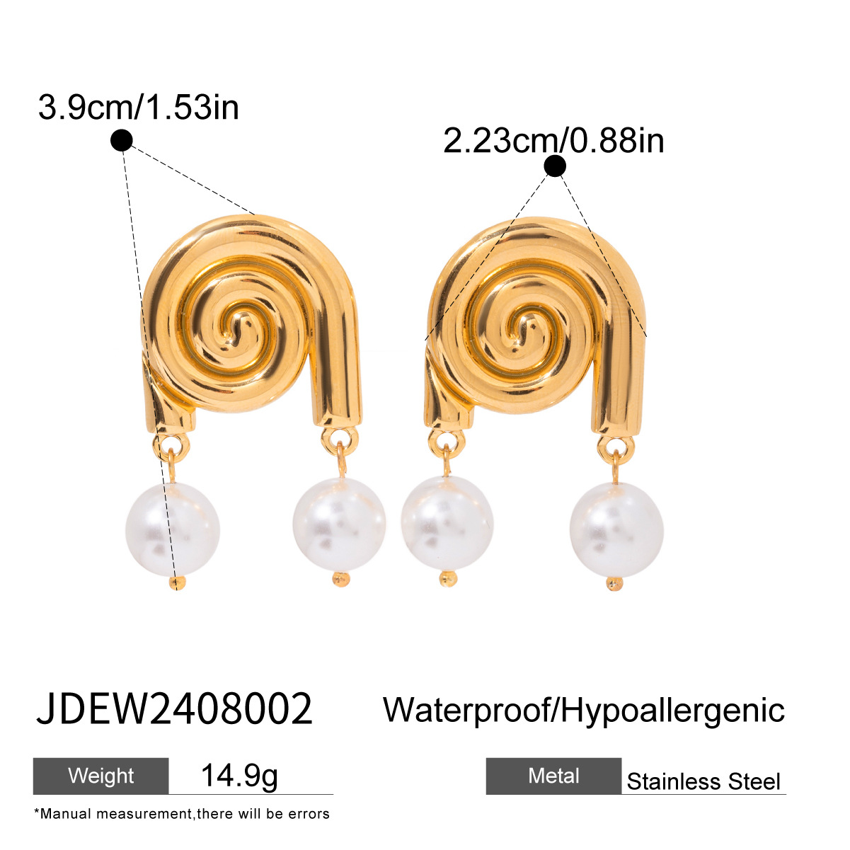 1 paire de boucles d'oreilles pendantes pour femme en acier inoxydable plaqué or 18 carats avec perles artificielles en forme de tortue de vacances h5 Image2