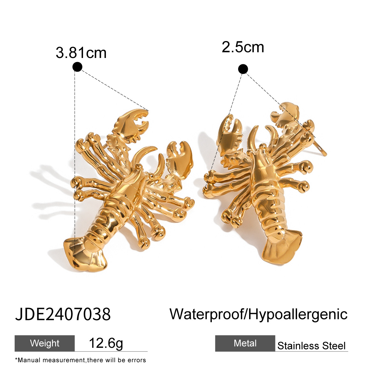 1 par de aretes tipo botón de acero inoxidable chapados en oro de 18 quilates con diseño de animales de vacaciones de la serie Simple para mujer h5 Imagen2