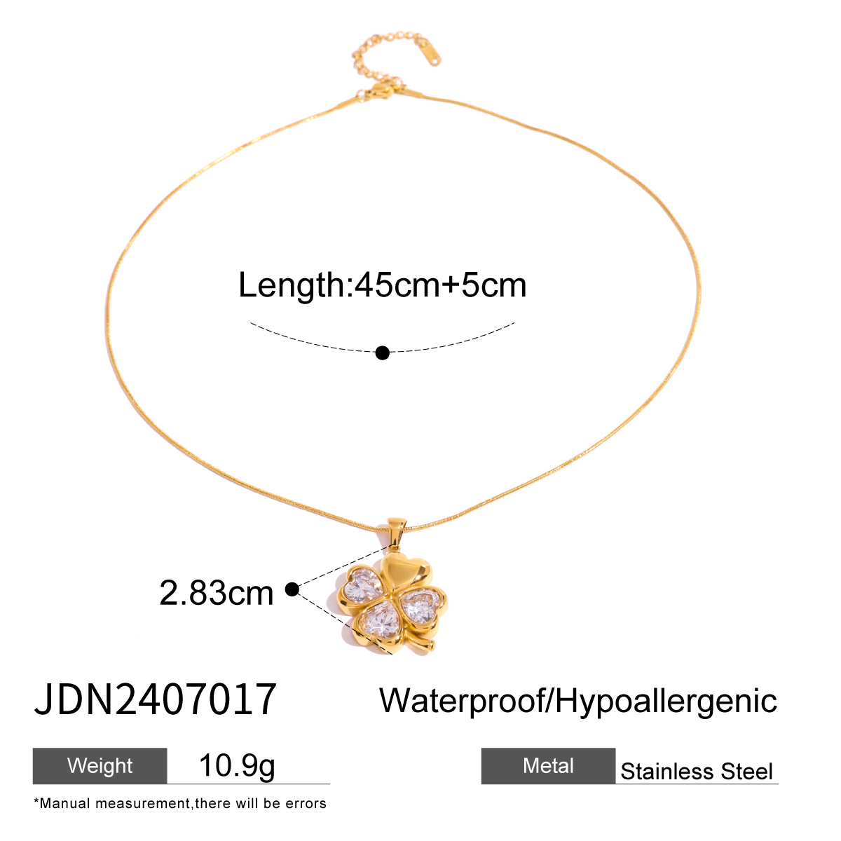 Collier pendentif pour femme en acier inoxydable plaqué or 18 carats avec zircon, série simple, fleur rétro, 1 pièce h5 Image2