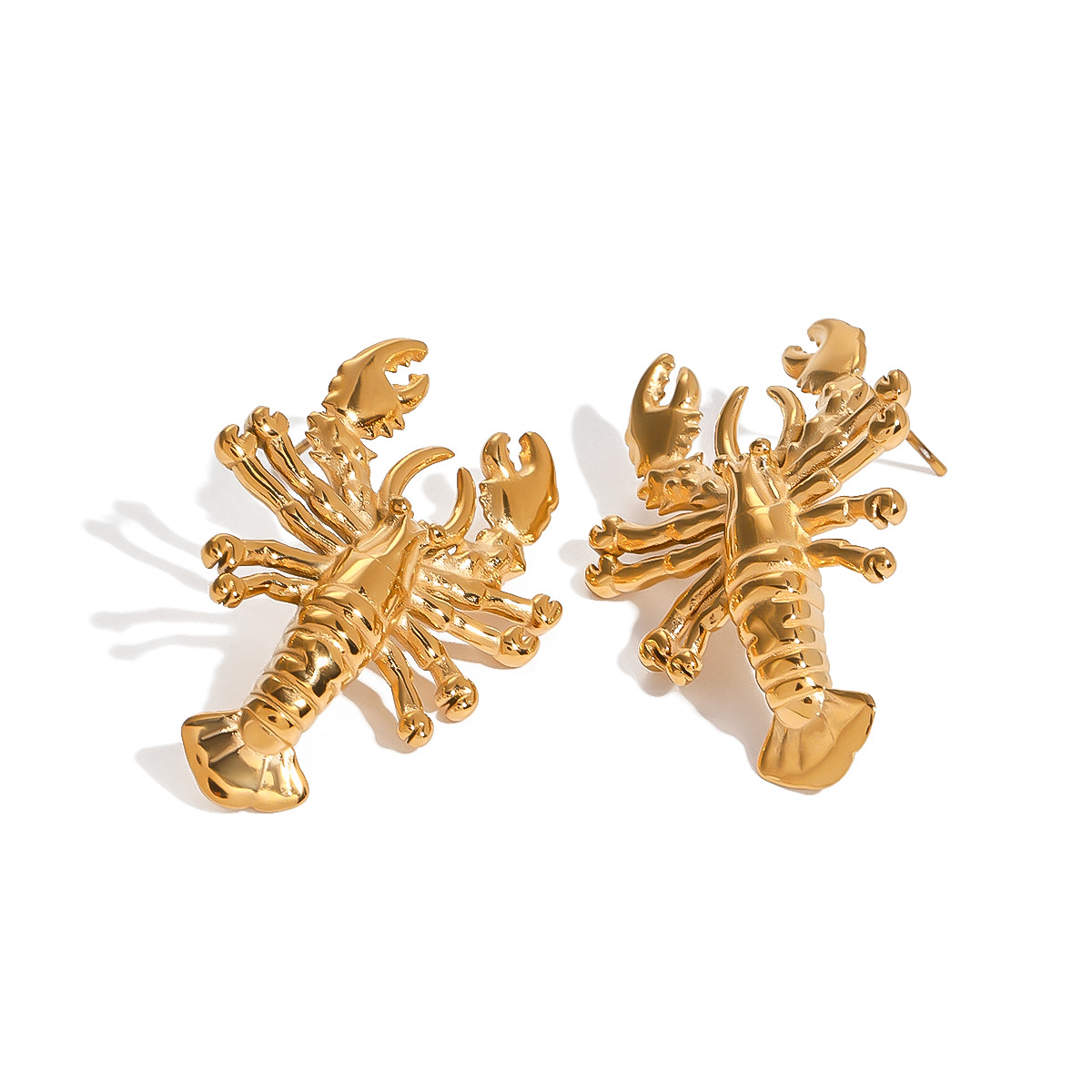 1 par de aretes tipo botón de acero inoxidable chapados en oro de 18 quilates con diseño de animales de vacaciones de la serie Simple para mujer h5 Imagen5