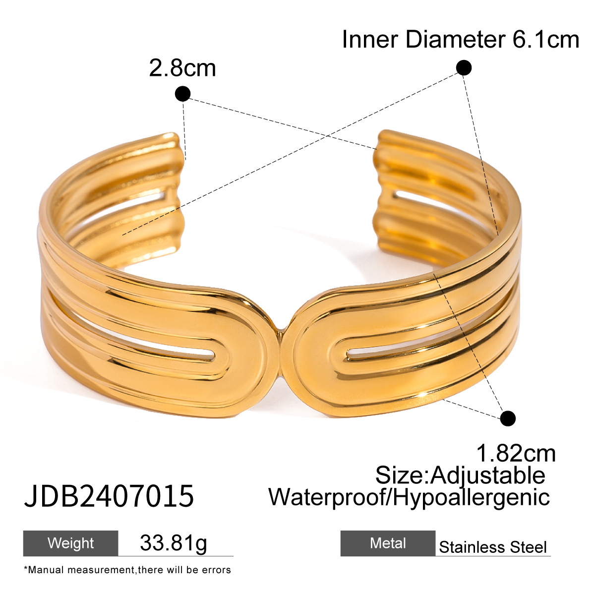 1 Piece Simple Series Retro Solid Color Stainless Steel 18K Gold Plated Women's Bangles h5 Picture2