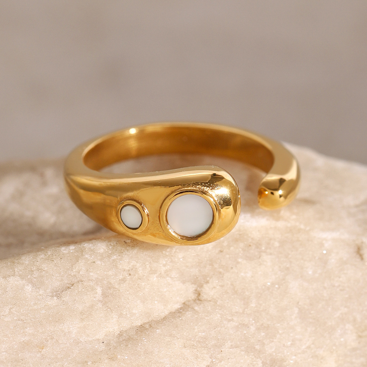 1 Piece Simple Series Simple Geometric Stainless Steel 18K Gold Plated Shell Women's Adjustable Rings 