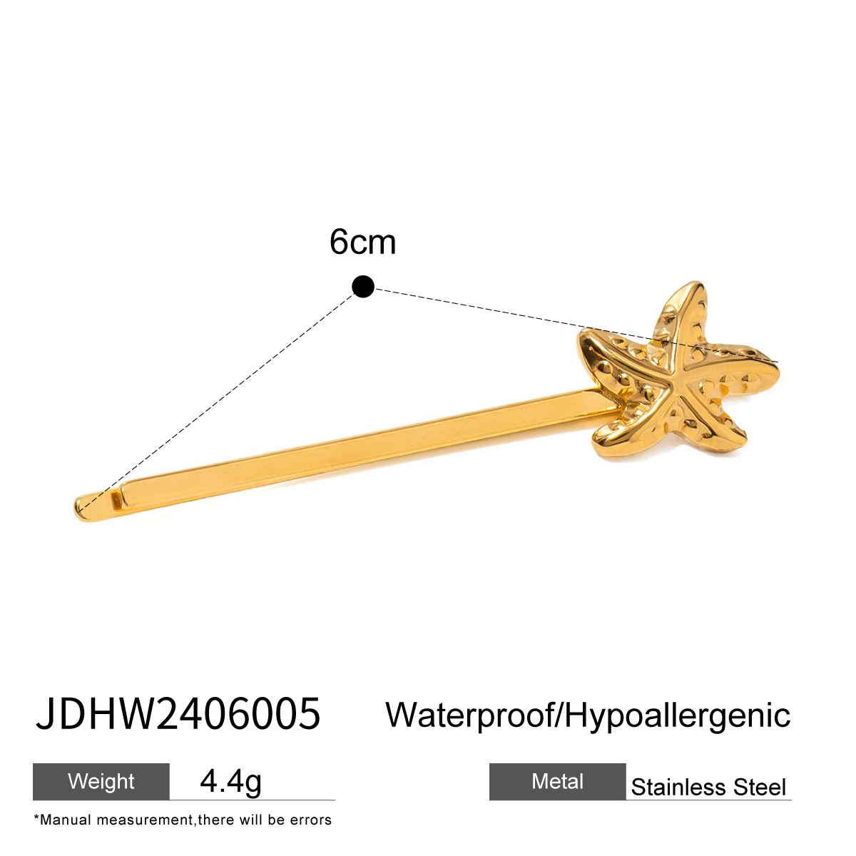 1 Piece Simple Series Ins Style Turtle Stainless Steel 18K Gold Plated Women's Hair Clips h5 Picture2