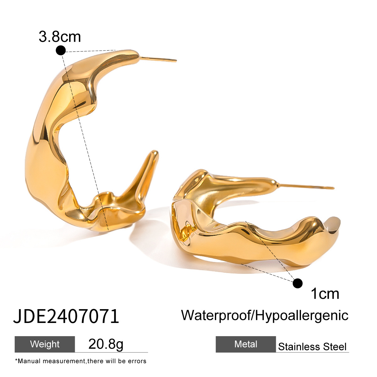 1 Pair Simple Series Simple Geometric Stainless Steel 18K Gold Plated Women's Hoop Earrings h5 Picture2