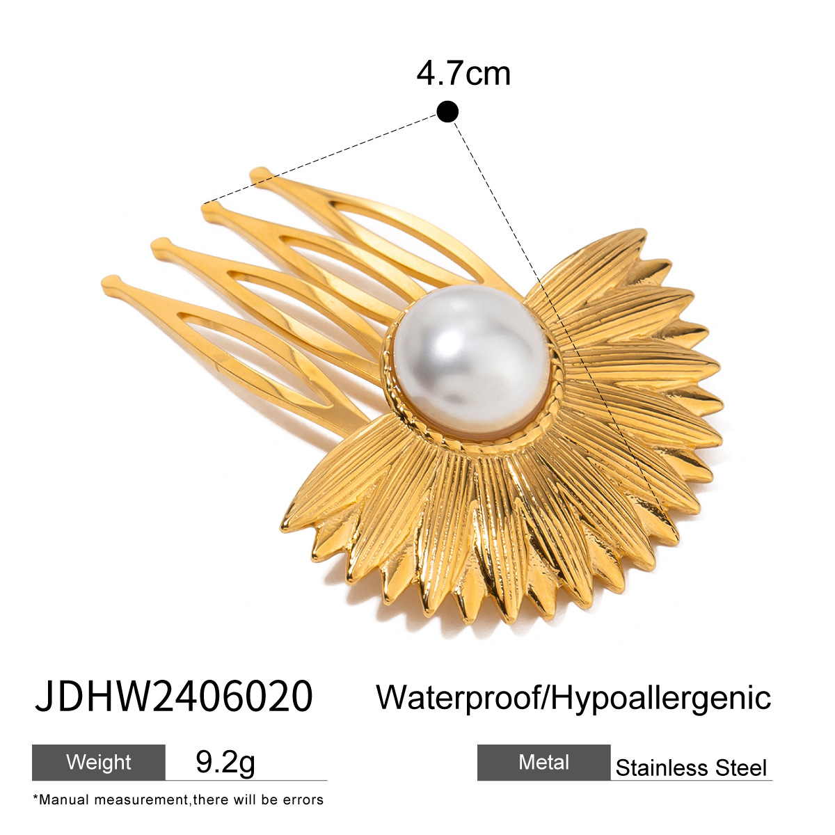 1 Piece Simple Series ins style Flower Stainless Steel 18K Gold Plated Artificial Pearl Women's Hair Clips h5 Picture2