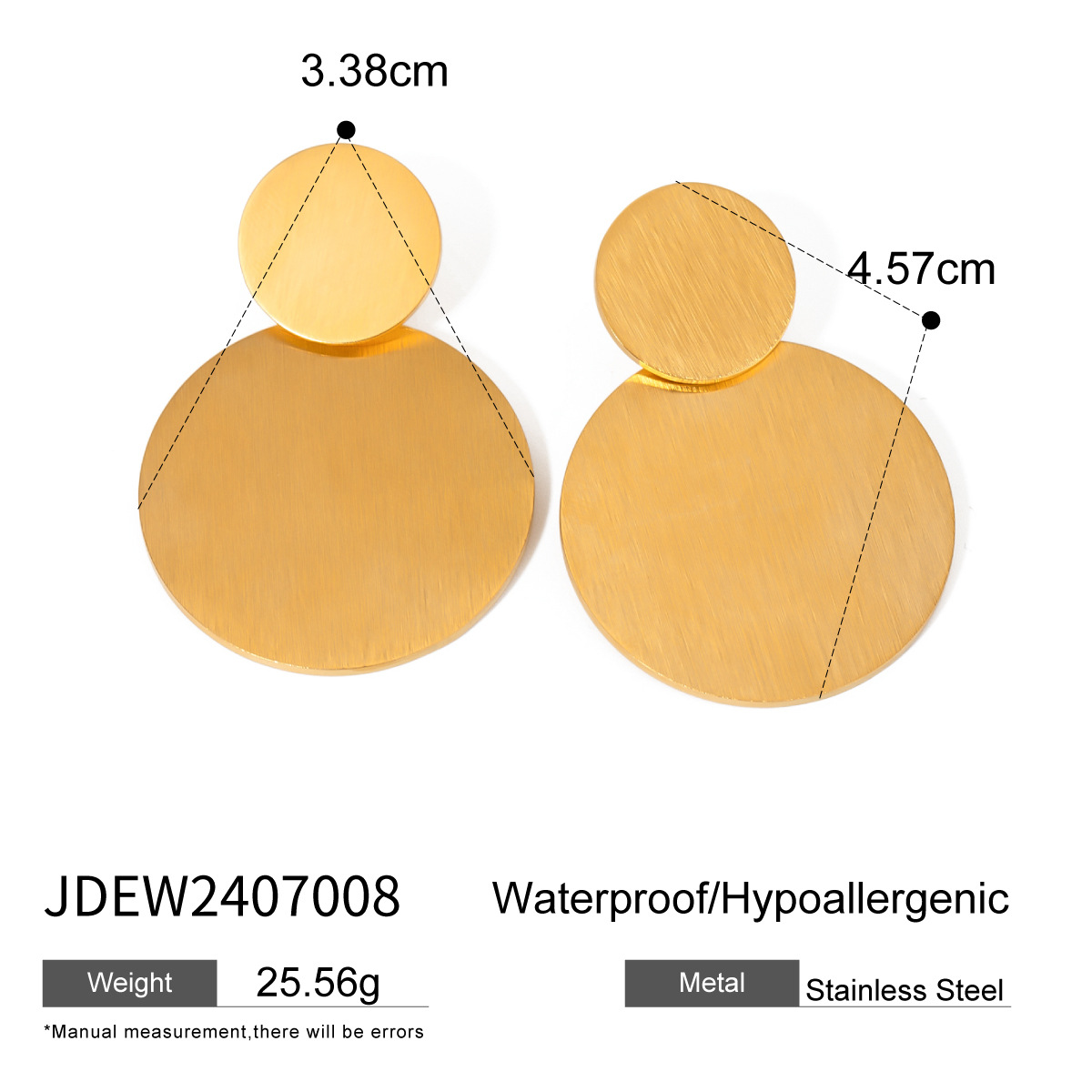 1 Paar geometrische Ohrhänger aus Edelstahl im Ins-Stil, 18 Karat vergoldet h5 Bild2