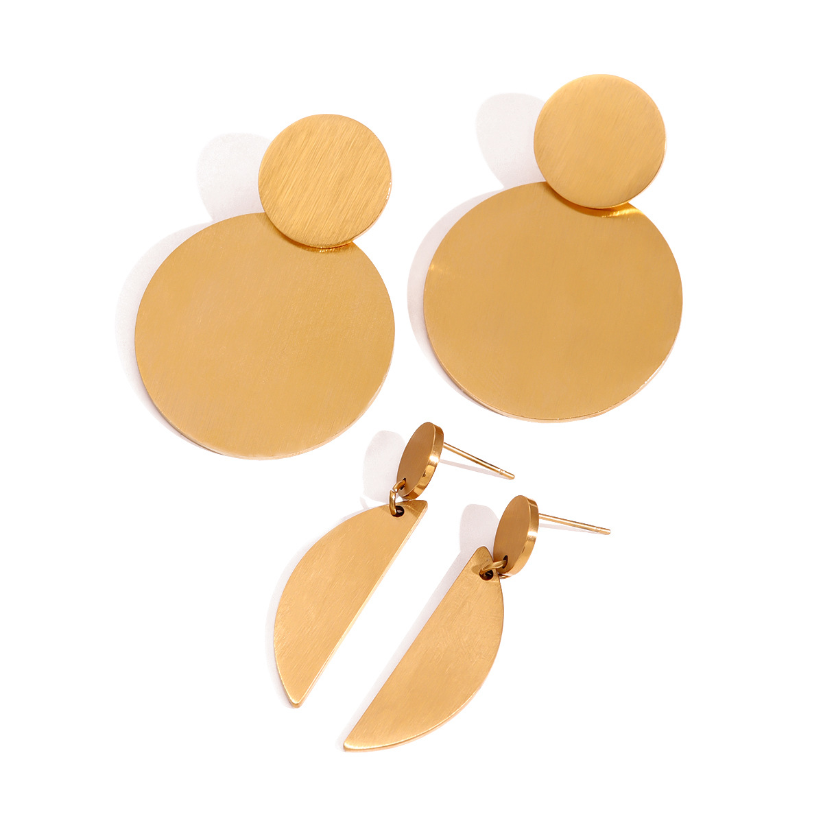 1 Pair Simple Series ins style Geometric Stainless Steel 18K Gold Plated Women's Drop Earrings h5 Picture5