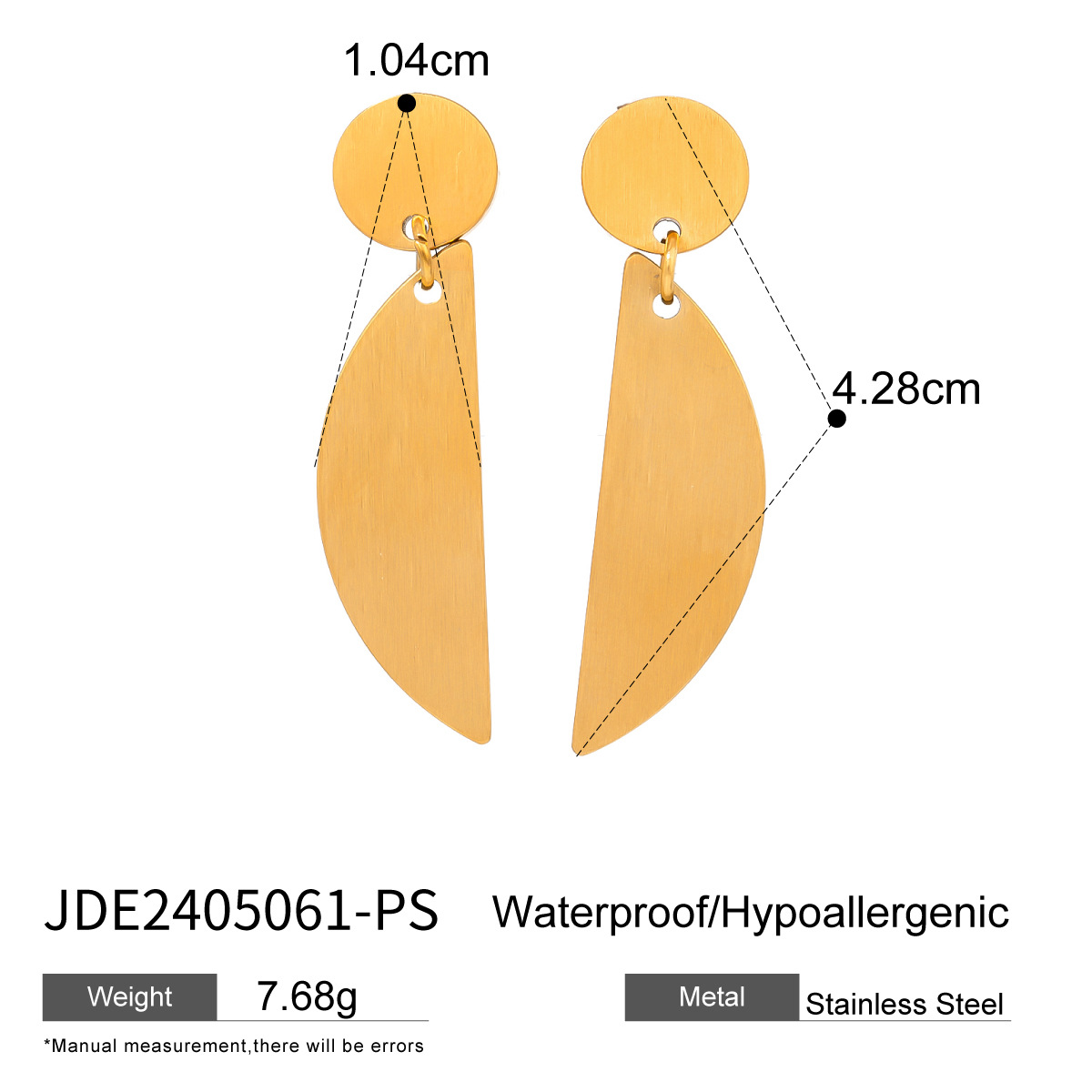 1 Pair Simple Series ins style Geometric Stainless Steel 18K Gold Plated Women's Drop Earrings h5 Picture2