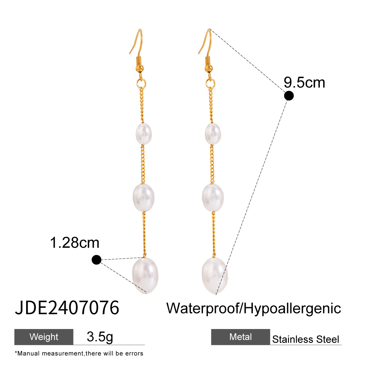 1 paire de boucles d'oreilles pendantes élégantes en acier inoxydable plaqué or 18 carats avec perles artificielles pour femmes h5 Image2