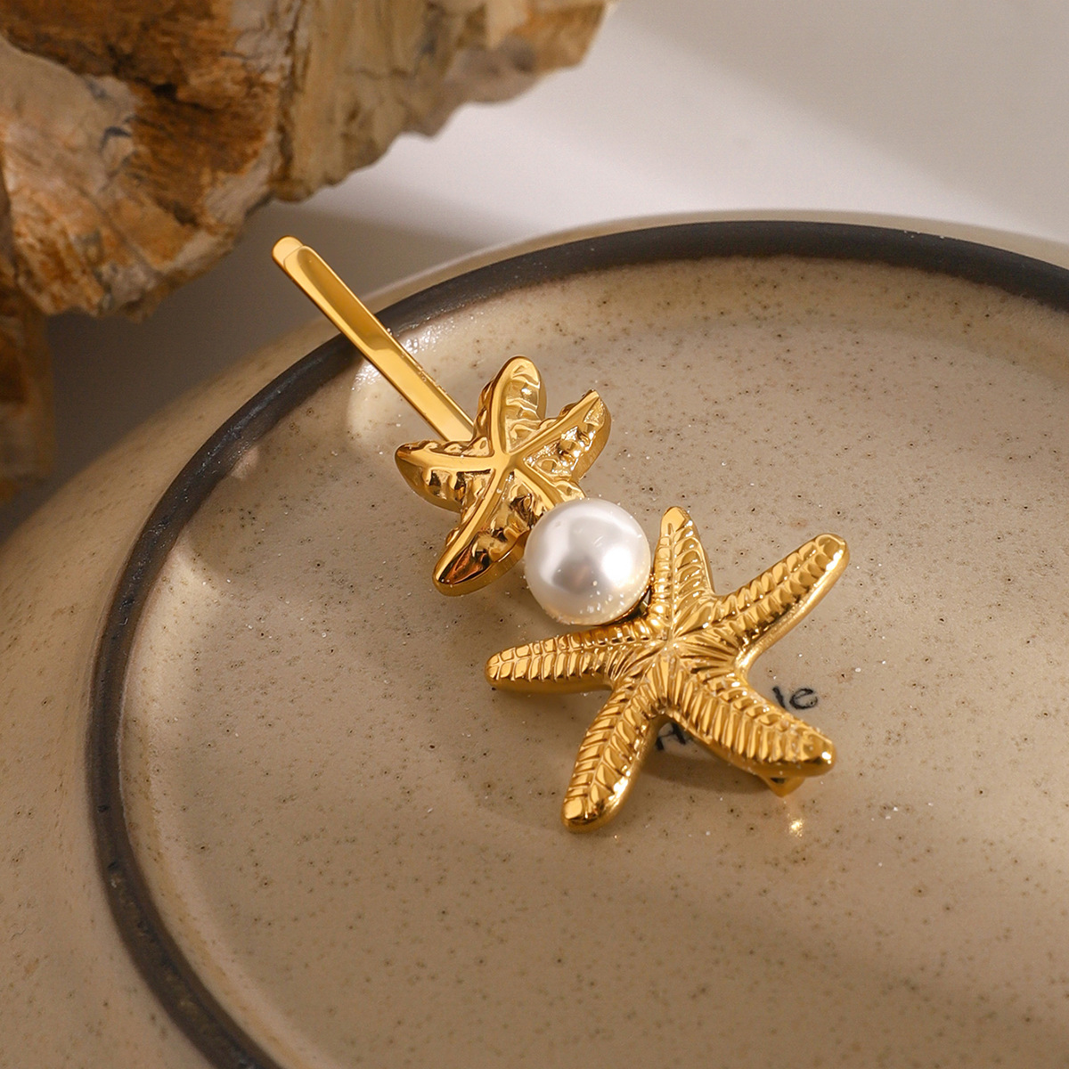 1 Piece Simple Series ins style Turtle Stainless Steel 18K Gold Plated Artificial Pearl Women's Hair Clips h5 