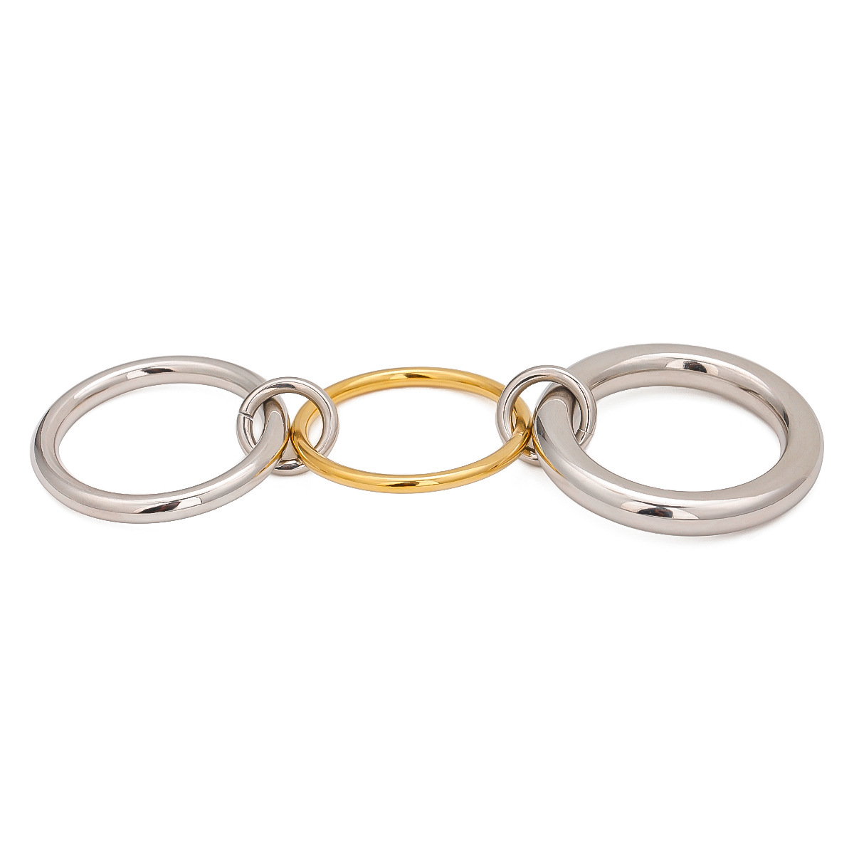 1 stuk eenvoudige stijl effen kleur roestvrij staal 18K vergulde dames enkele ring h5 Afbeelding4