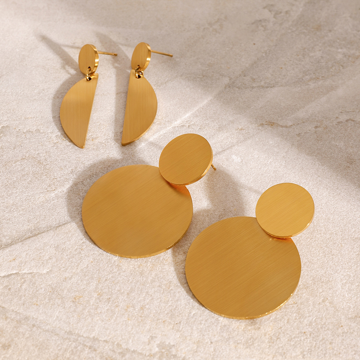 1 Pair Simple Series ins style Geometric Stainless Steel 18K Gold Plated Women's Drop Earrings 