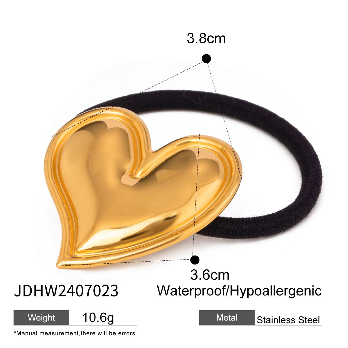 1 Piece Simple Series Simple Heart Stainless Steel 18K Gold Plated Women's Hair Bands h5 Picture2