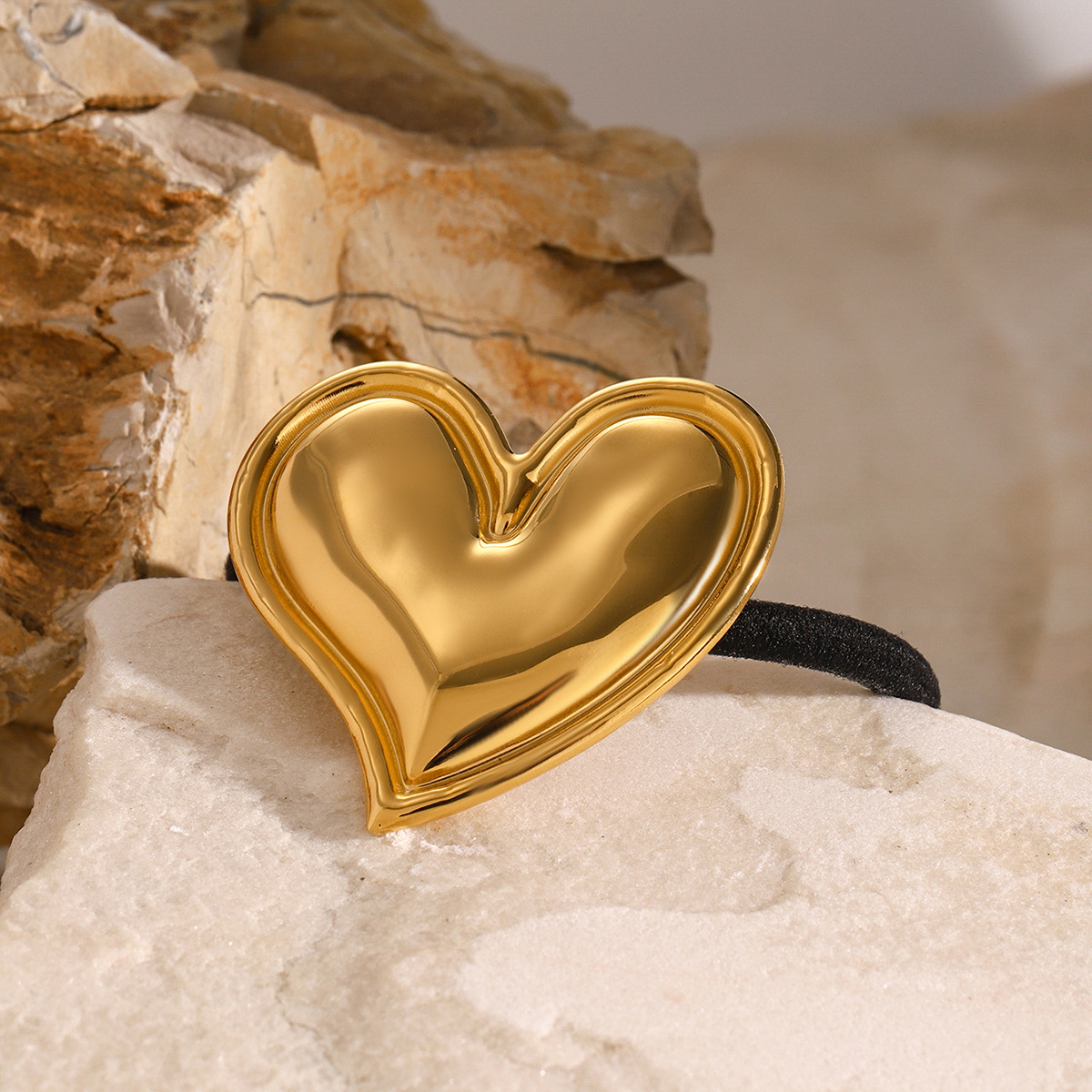 1 Piece Simple Series Simple Heart Stainless Steel 18K Gold Plated Women's Hair Bands h5 Picture4