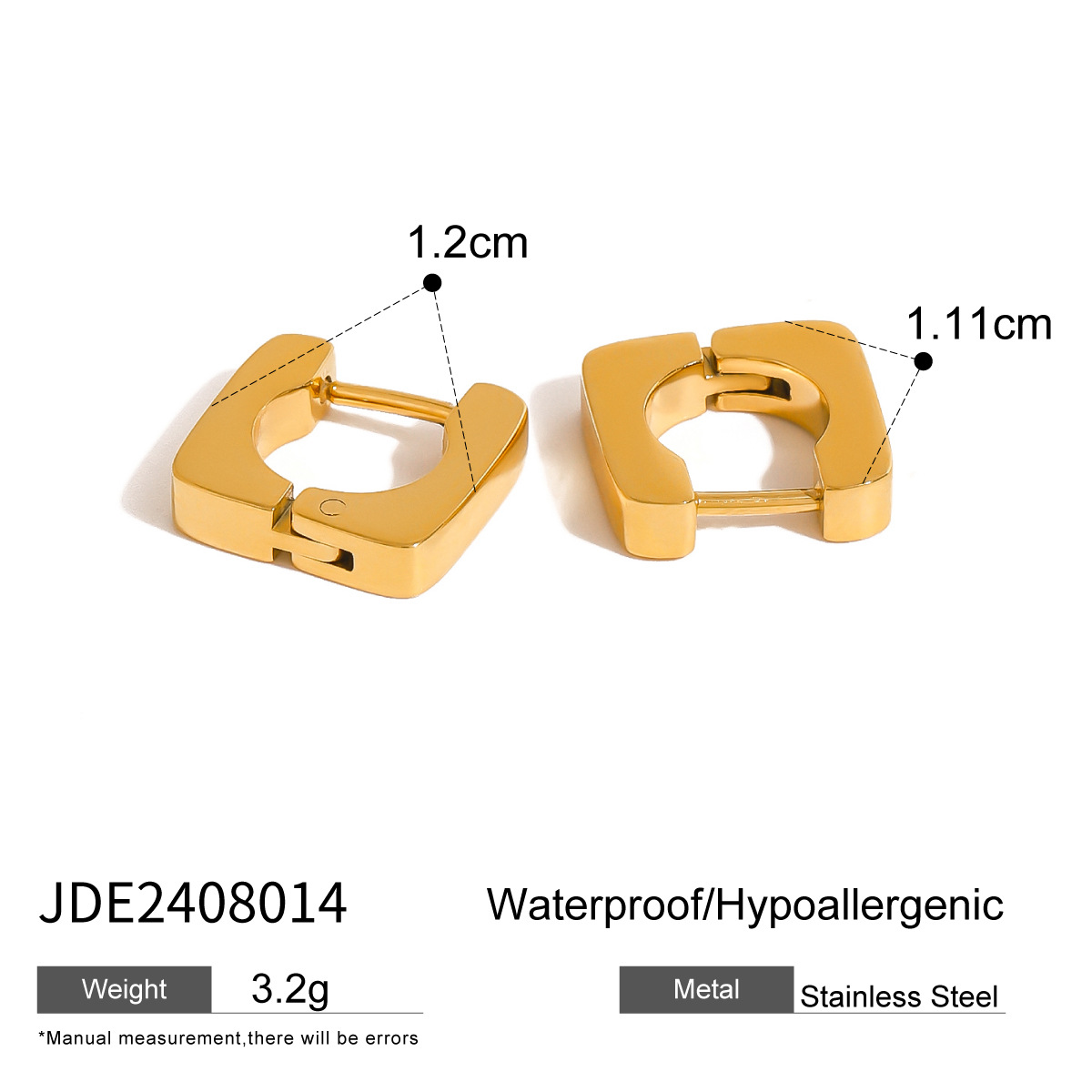 1 par de pendientes de aro de acero inoxidable chapados en oro de 18 quilates con diseño geométrico clásico y sencillo para mujer h5 Imagen2