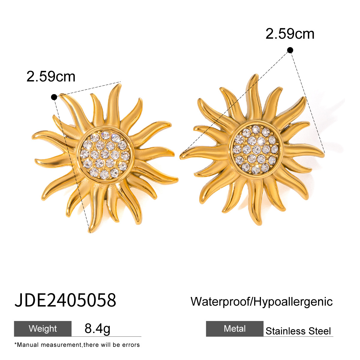 1 Pair Simple Series Retro Flower Stainless Steel 18K Gold Plated Rhinestone Women's Earrings h5 Picture2