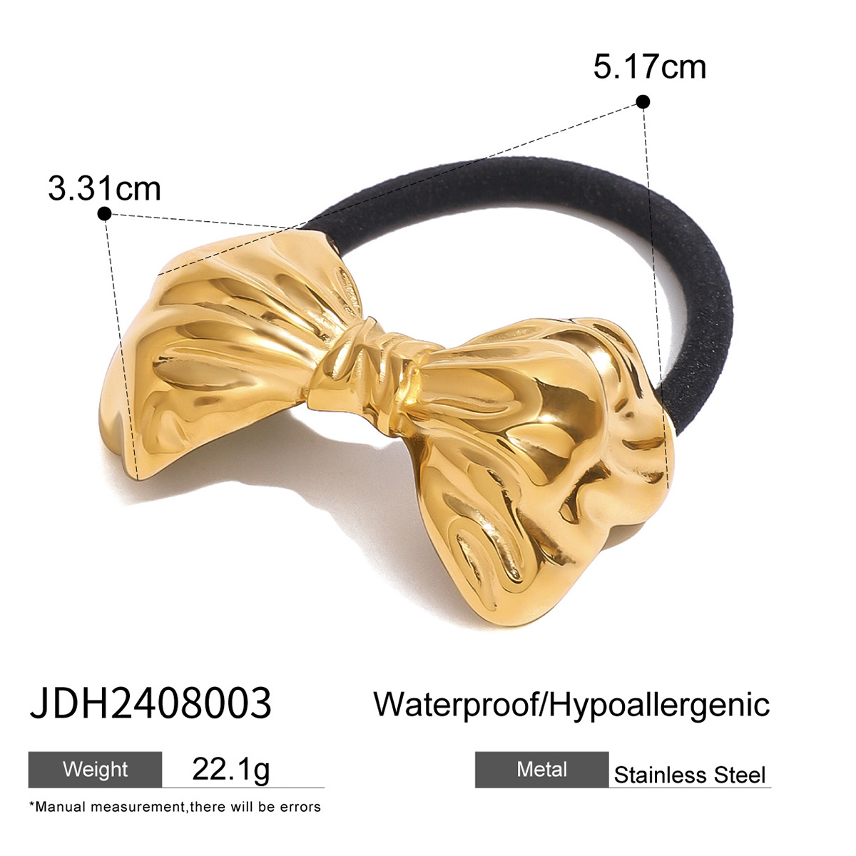 1 stuk Simple Series Retro Bow Knot roestvrij staal 18K verguld haarbanden voor dames h5 Afbeelding2