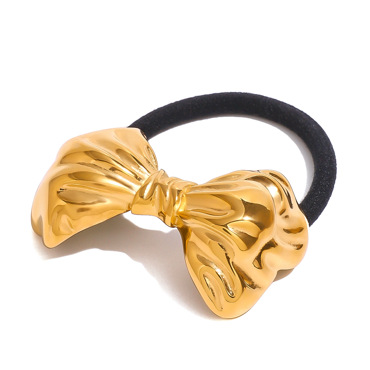 1 stuk Simple Series Retro Bow Knot roestvrij staal 18K verguld haarbanden voor dames h5 Afbeelding3