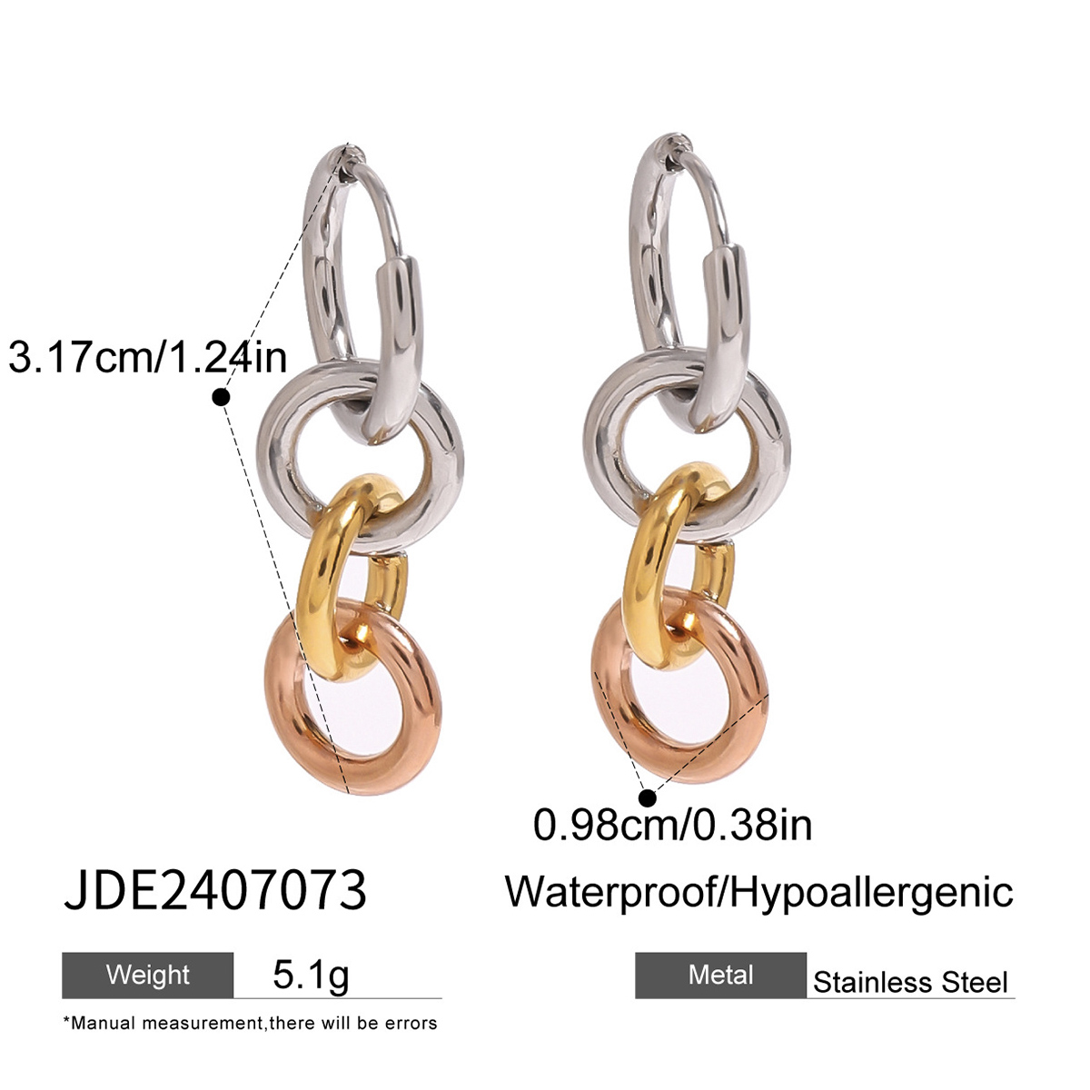 1 paire de boucles d'oreilles pendantes géométriques simples en acier inoxydable plaqué or 18 carats pour femmes h5 Image2