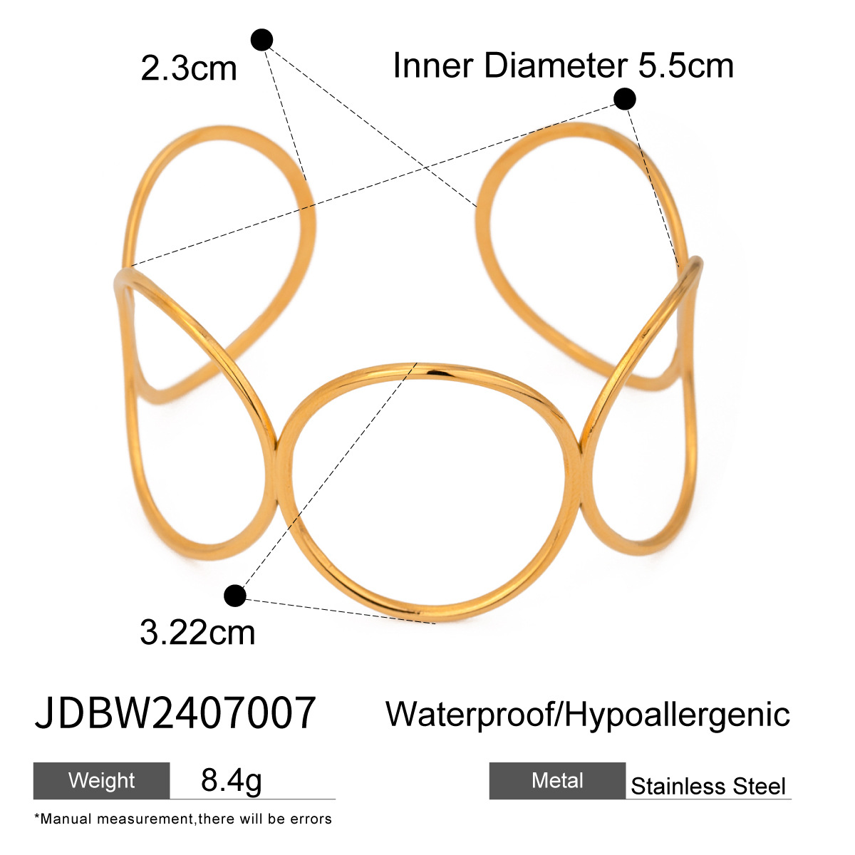 1 Stück Simple Series Einfache geometrische Edelstahl 18K vergoldete Damenarmreifen h5 Bild2