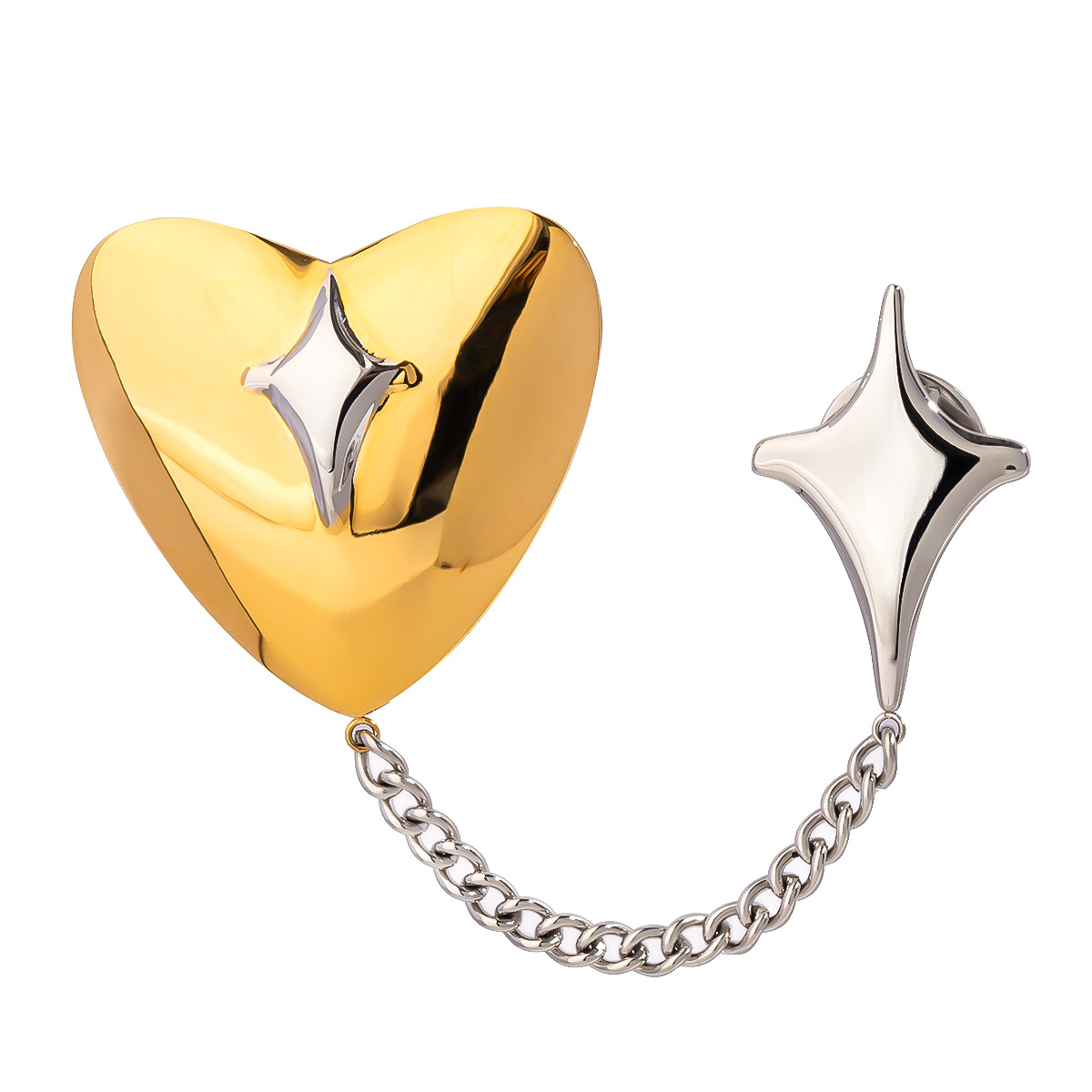 1 Piece Simple Retro Style Heart Shape Stainless Steel 18K Gold Plated Women's Brooches h5 Picture5