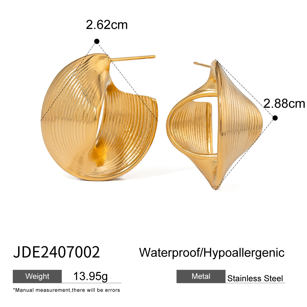 1 paar Simple Series ins stijllijn roestvrij staal 18K vergulde dames oorbellen h5 Afbeelding2