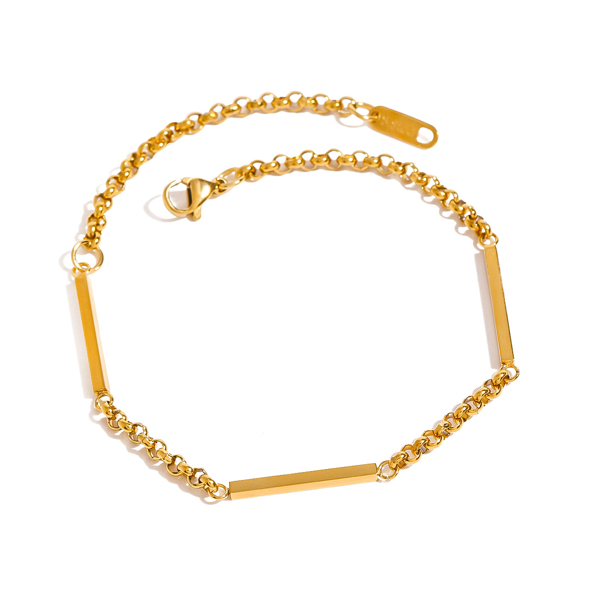 1 pezzo semplice serie semplice tinta unita acciaio inossidabile placcato oro 18K braccialetti a catena da donna h5 Immagine5