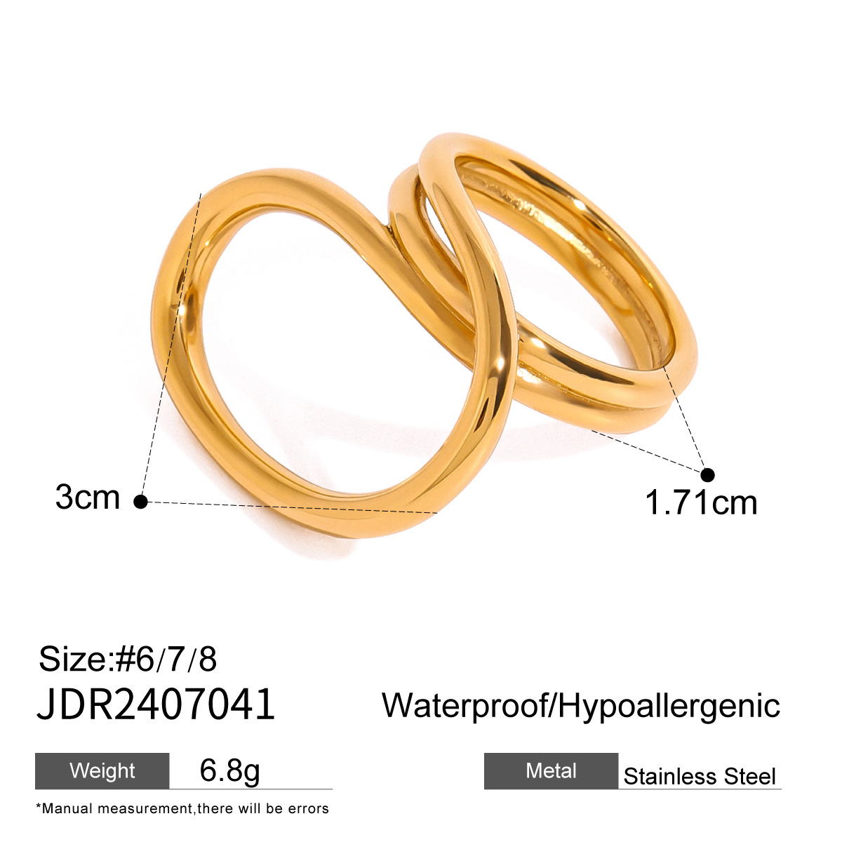 1 Piece Simple Series Simple line Stainless Steel 18K Gold Plated Women's Single Ring h5 Picture2