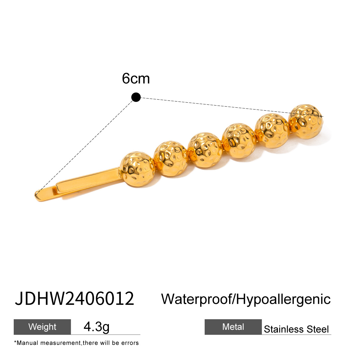 1 pieza de pinzas para el cabello de mujer de acero inoxidable chapado en oro de 18 quilates con diseño geométrico de estilo simple h5 Imagen2