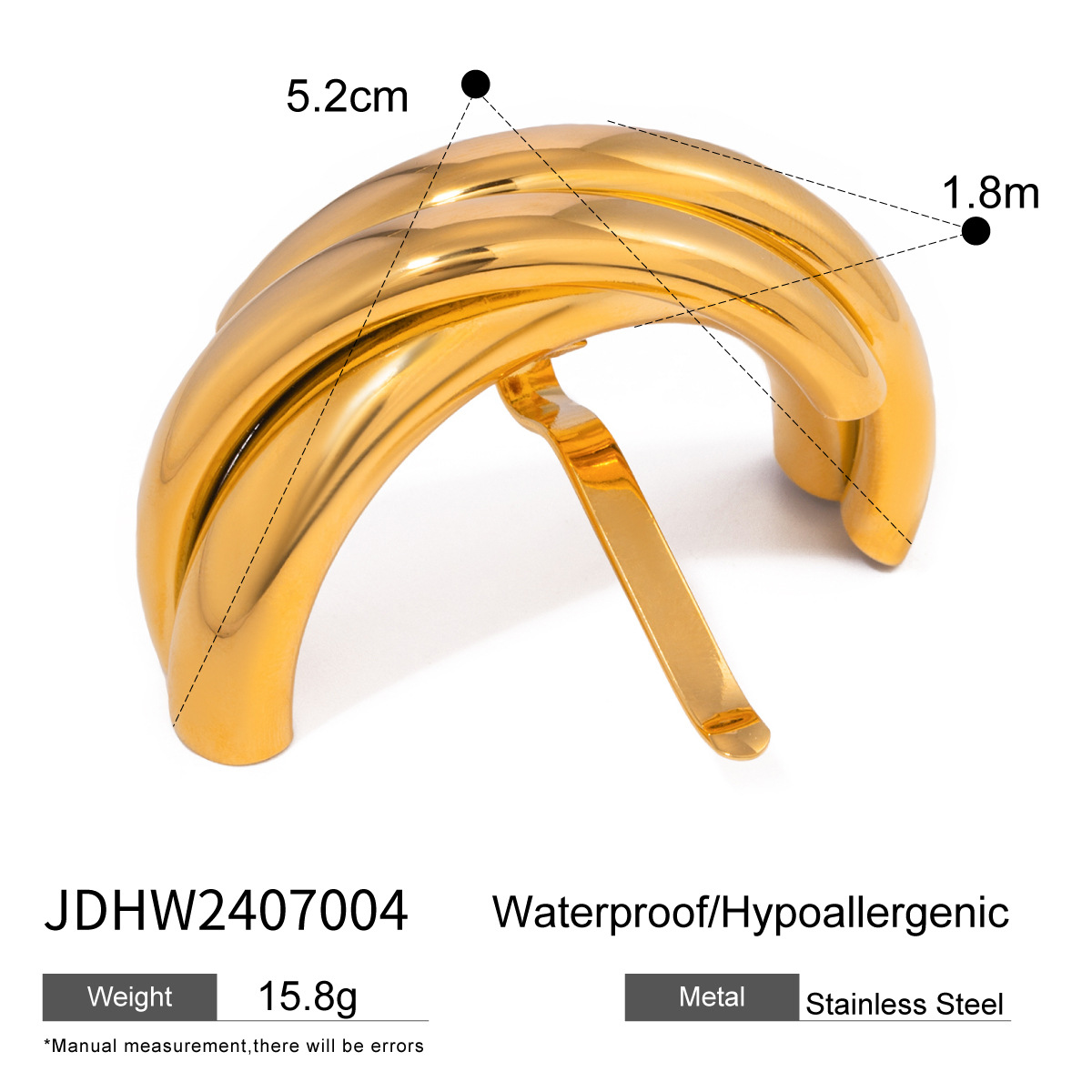 1 stuk Eenvoudige serie in stijl Geometrische roestvrijstalen 18K vergulde haarspeldjes voor dames h5 Afbeelding2