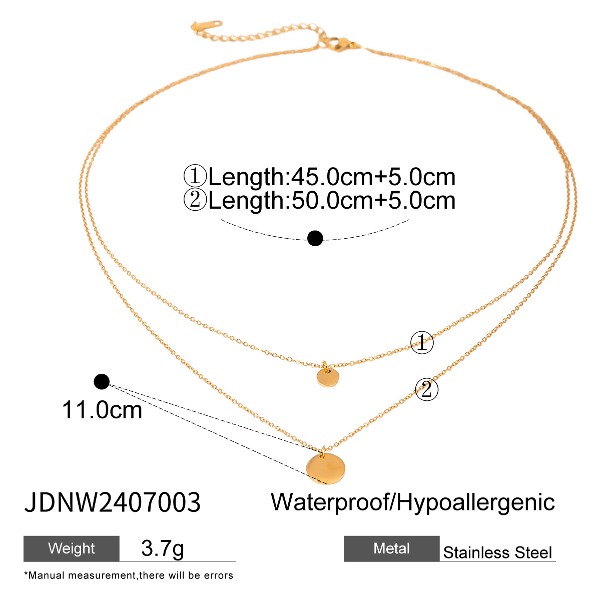 Collares en capas para mujer de acero inoxidable chapado en oro de 18 quilates con diseño geométrico de serie simple de 1 pieza h5 Imagen2