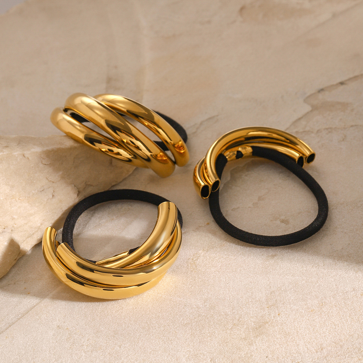 1 Piece Simple Series Simple Solid Color Stainless Steel 18K Gold Plated Women's Hair Bands h5 Picture3