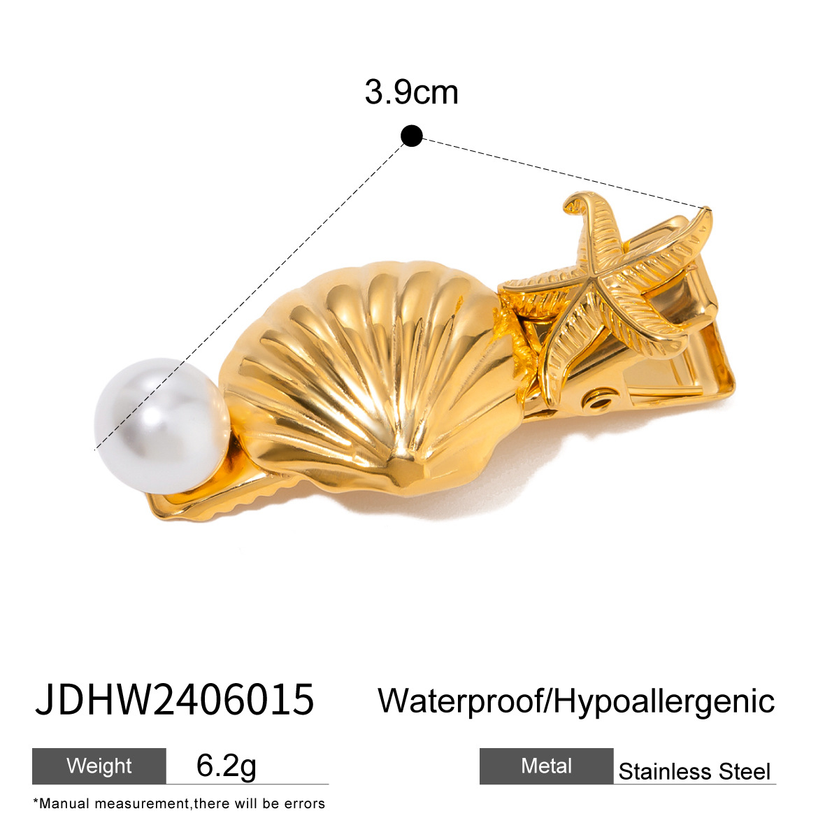 1 Piece Simple Series ins style Turtle Stainless Steel 18K Gold Plated Artificial Pearl Women's Hair Clips h5 Picture2