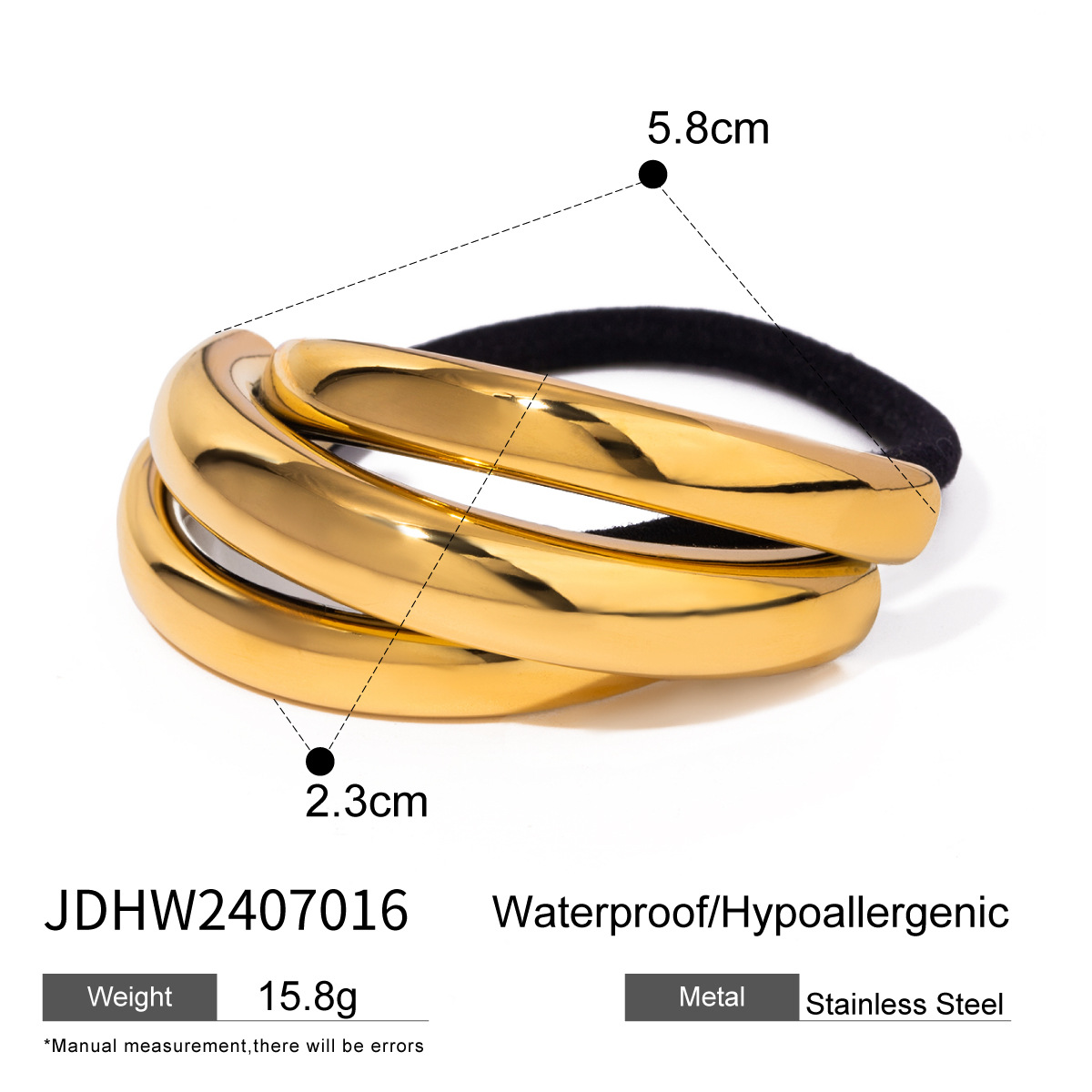 1 Piece Simple Series Simple Solid Color Stainless Steel 18K Gold Plated Women's Hair Bands h5 Picture2