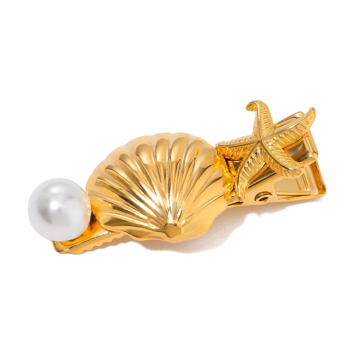 1 Piece Simple Series ins style Turtle Stainless Steel 18K Gold Plated Artificial Pearl Women's Hair Clips h5 Picture6